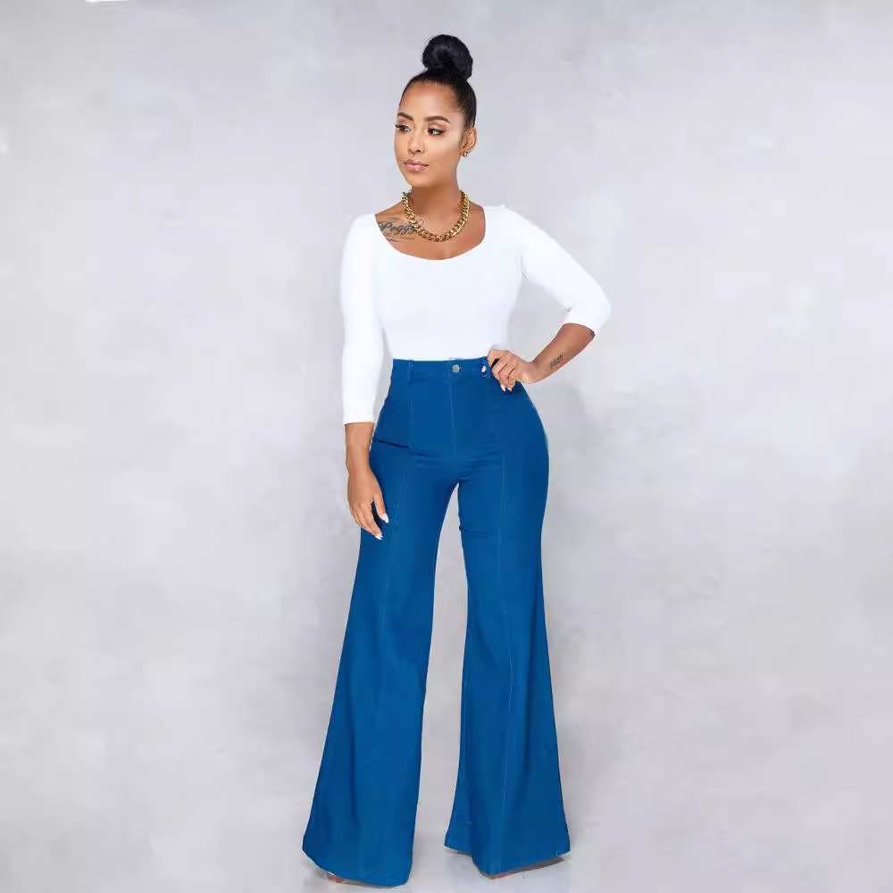 2023 europeo y americano transfronterizo Comercio exterior Amazon marca deseo en stock primavera nuevas mujeres cuerno pantalones de mezclilla