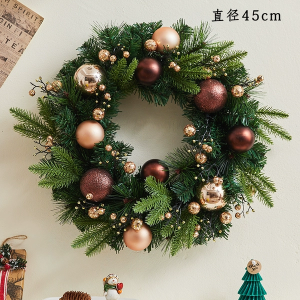 45cm champagne gold Christmas wreath with hook