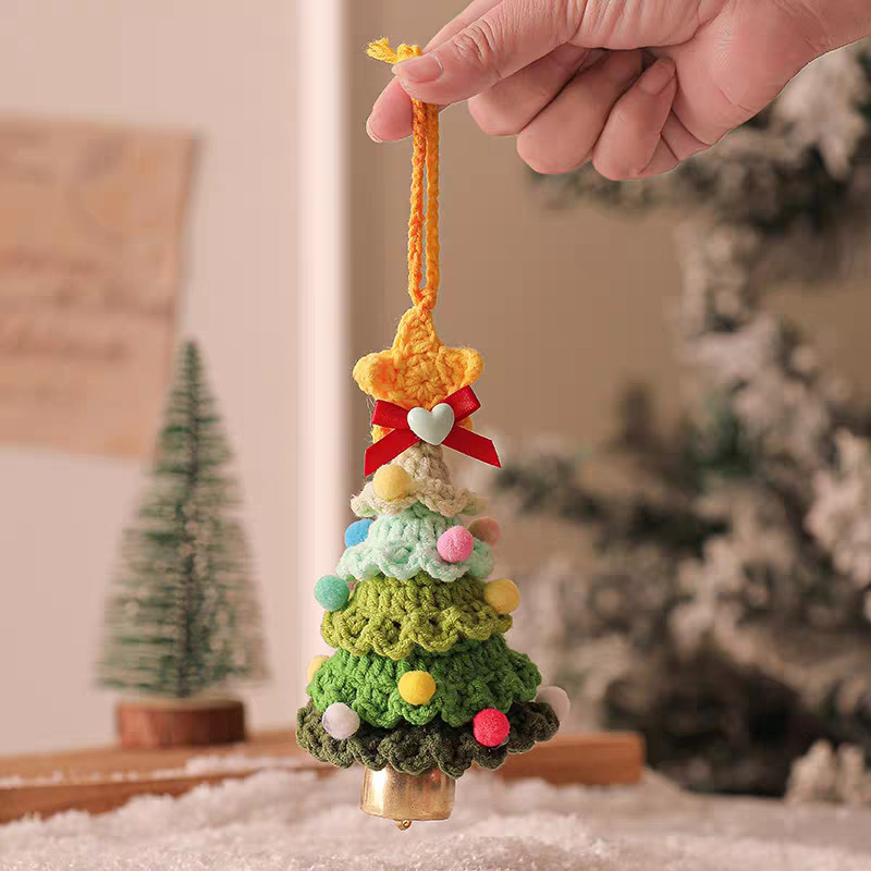 爆款圣诞节Christmas tree车挂件圣诞树毛线手工钩织礼物创意挂件|undefined