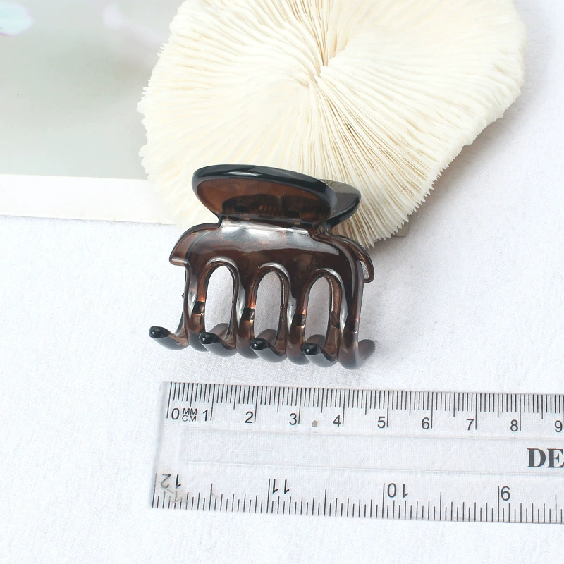 Large hair claw clip, universal shark hairgrip, dark brown, simple elegant design