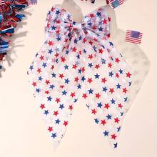 跨境热销美国独立日大蝴蝶结发夹网纱星星图案弹簧夹派对装饰发饰