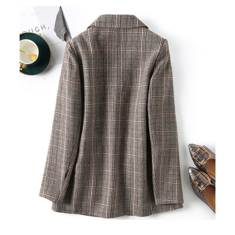Houndstooth Temperament Small Blazer Women's Early Spring Hong Kong Style Retro Top Wholesale_ecoleips.com