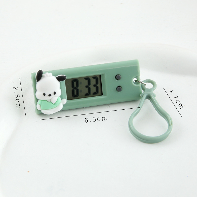 초록색 옷을 입은 강아지/캐릭터 전자 시계