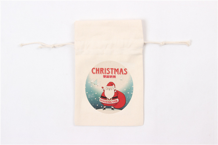 A245 logo printed canvas storage bag with drawstring closure, gift pocket, portable for Christmas packaging gifts undefined