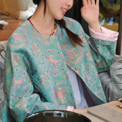 光影质感绝美呀 重磅桑蚕丝古蜀锦篙端国风新中式外套女不退不换