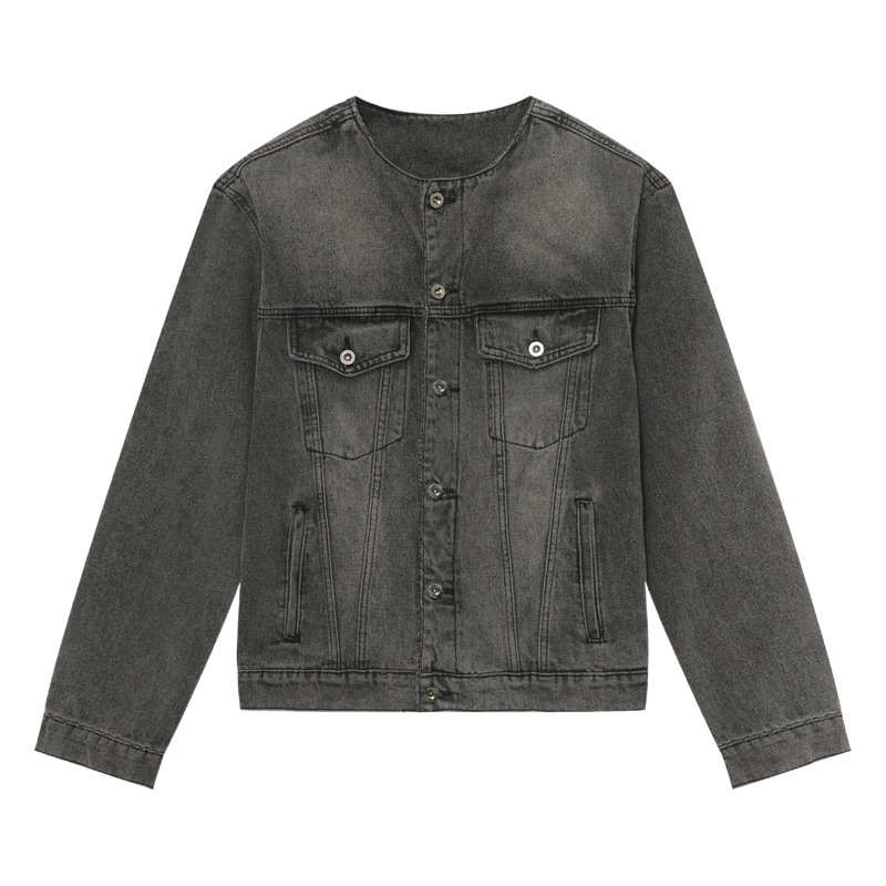 Mtlclothes ropa de Hombre | 2023 nuevo hombro pad sin cuello Denim chaqueta costura pantalones ins traje