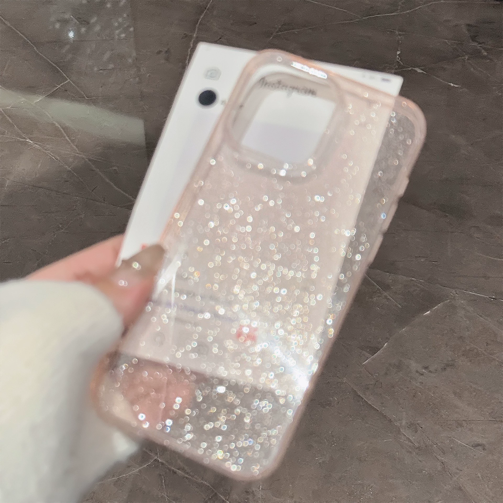 Чехол для телефона (Apple), совместим с сериями iPhone 11–17, прозрачные блестки, тонкий защитный дизайн