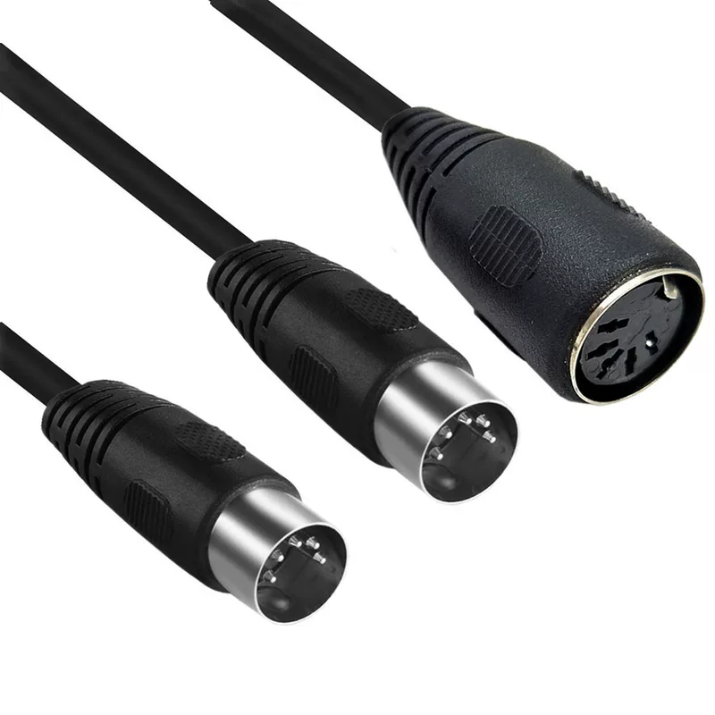 Большой DIN 5PIN кабель 1.2 м аудио/MIDI 5-контактный, мама на 2 штекера DIN 5-pin