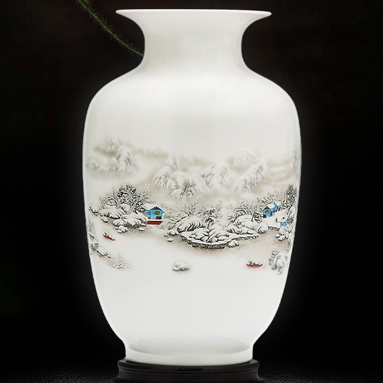 景德镇瓷器小花瓶陶瓷干花装饰品摆件客厅插花中式家居工艺品瓶子