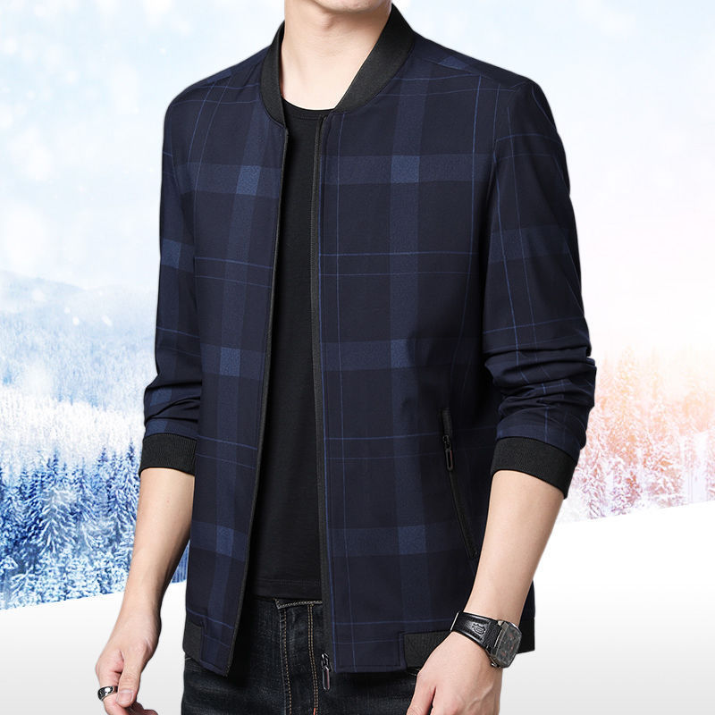 Middle-aged men's baseball collar jacket, men's spring and autumn jacket, middle-aged and elderly casual business men's autumn coat
