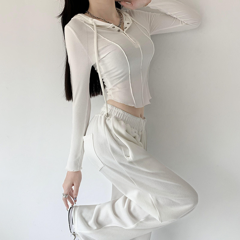 White Base Shirt for Women, Autumn and Winter Korean Chic Unique Short Long-Sleeve Top, Early Autumn 2022 New Style Spicy Girl Top White Base Shirt for Women, Autumn and Winter Korean Chic Unique Short Long-Sleeve Top, Early Autumn 2022 New Style Spicy Girl Top