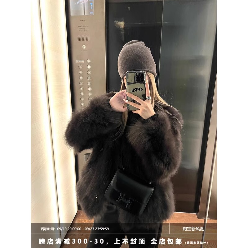 Fur One Grey High-end 2024 Winter New Eco-friendly Fur Autumn and Winter Short Faux Fox Fur Coat Women