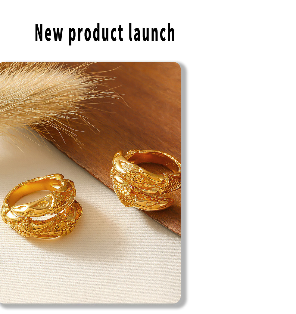 Fashionable Adjustable Open Mouth Ring, Personalized Snake Head Stainless Steel Ring, Women's Non Fading Accessory_voghion.com