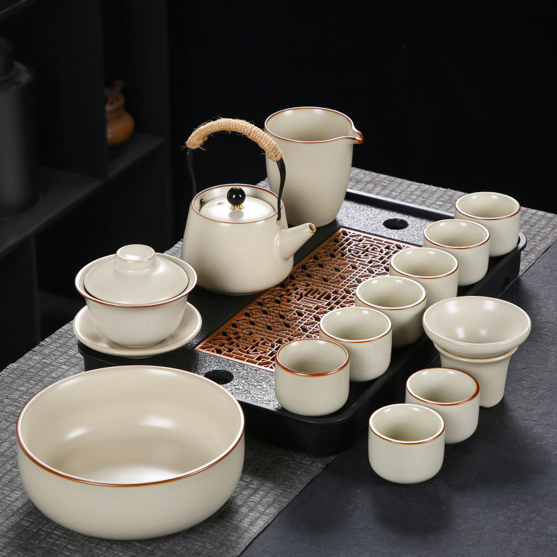 여요 찻주전자 + 덮은 그릇 - 8컵 + 차 세척 + 흐르는 창 트레이