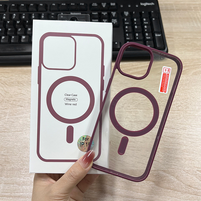 适用iphone16肤感边框磁吸壳苹果17ProMax透明15保护套11硬壳批发|undefined