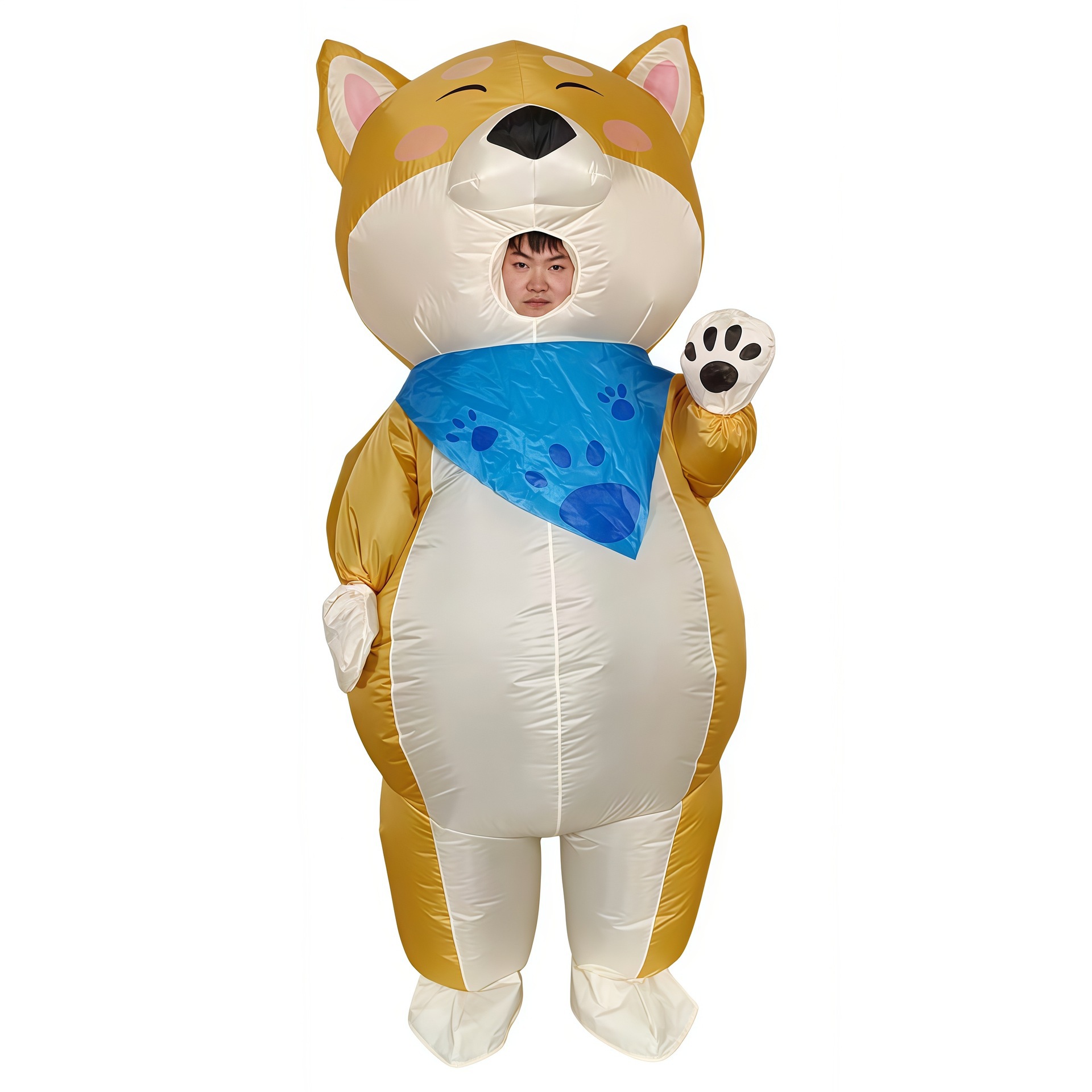 Nuevos cos transfronterizos juegan ropa inflable de gato negro lindo perro amarillo muñeca inflable creativa divertida ropa inflable de dibujos animados