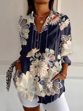 X 31621 3D Floral Print Summer Shirt ӡ���߷������