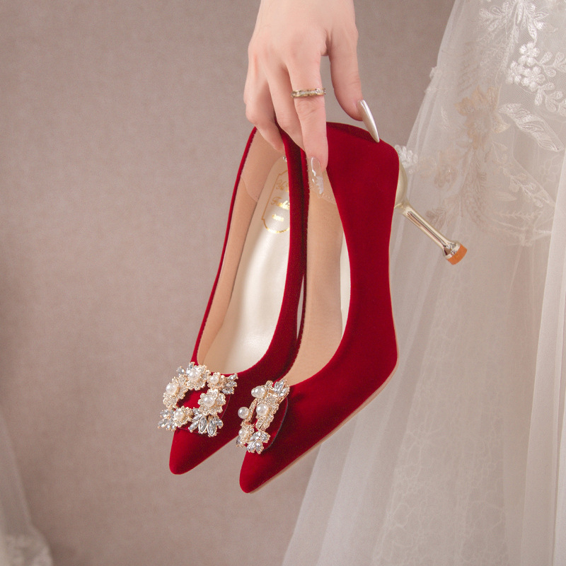 Pointed Toe Wedding Shoes for Women 2025 New Main Wedding Dress High Heels Bridal Shoes Bridesmaid Shoes French Rhinestone Engagement Shoes Pointed Toe Wedding Shoes for Women 2025 New Main Wedding Dress High Heels Bridal Shoes Bridesmaid Shoes French Rhinestone Engagement Shoes