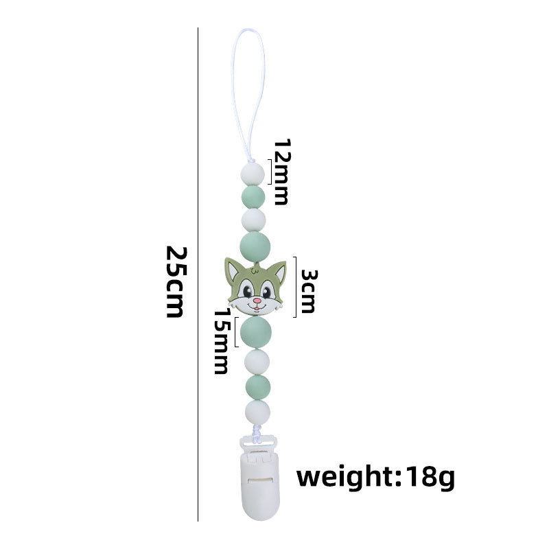 Bebé animal de dibujos animados Fox gato silicona teether dientes de bebé palo de juguete teether pezón cadena anti-caída