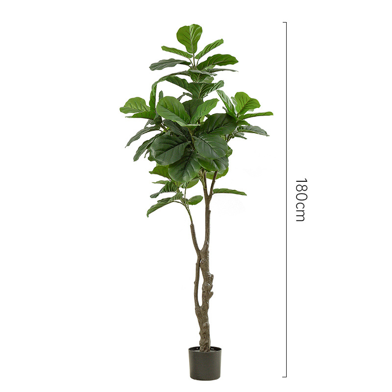 Simulación de estilo nórdico Planta verde Qin Ye Banyan Planta grande en maceta de piso a techo Decoración de interiores Planta de decoración Banyan de hoja grande Banyan de goma