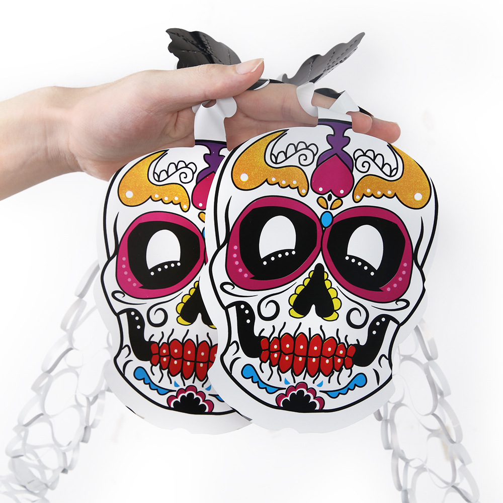 Amazon Día de los Muertos decoraciones colgante hueco dibujo flor mexicano fiesta de carnaval diseño calavera panal dibujo bandera