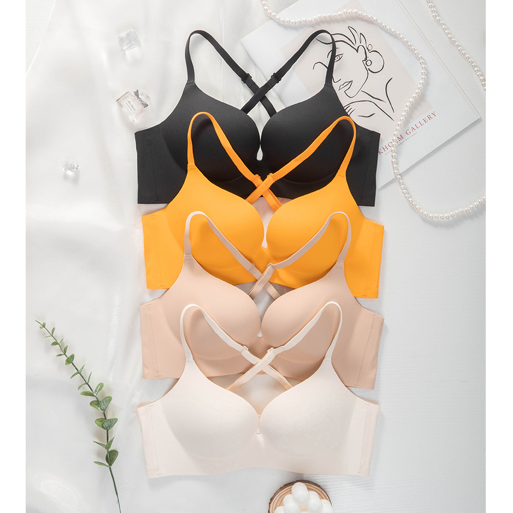 999 gran cruz sin espalda de una sola pieza sujetador de un solo botón belleza ropa interior trasera transparente lado brillante cerrado taza delgada sin anillo de acero lado