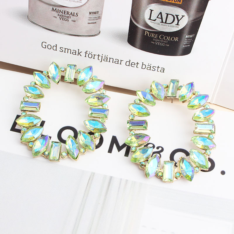 Geometric Pattern 1 Pair Fashion Geometric Inlay Alloy Crystal Rhinestones Ear Studs