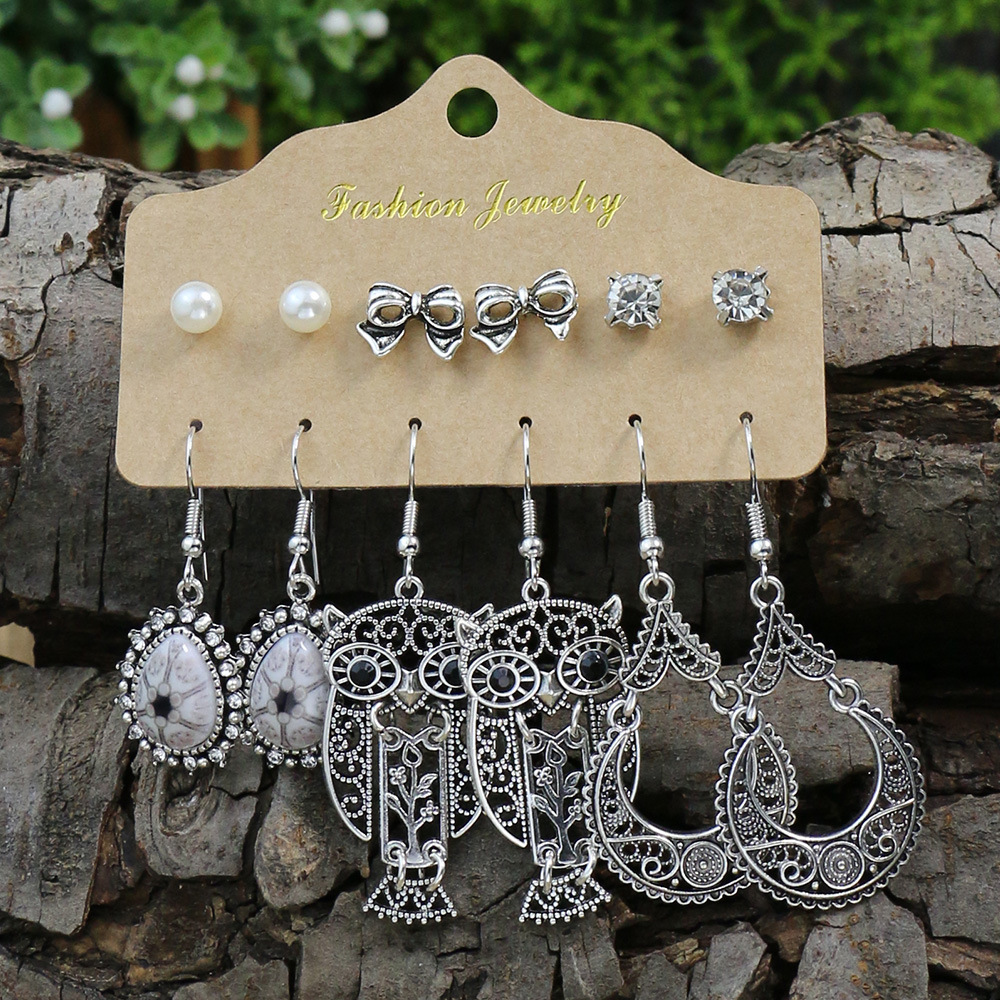 1 Set Quantity Street Occasion 1 Set Retro Color Block Plating Alloy Drop Earrings