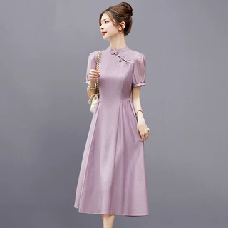 新中式国风改良旗袍连衣裙女夏季2024新款年轻款女装气质修身裙子