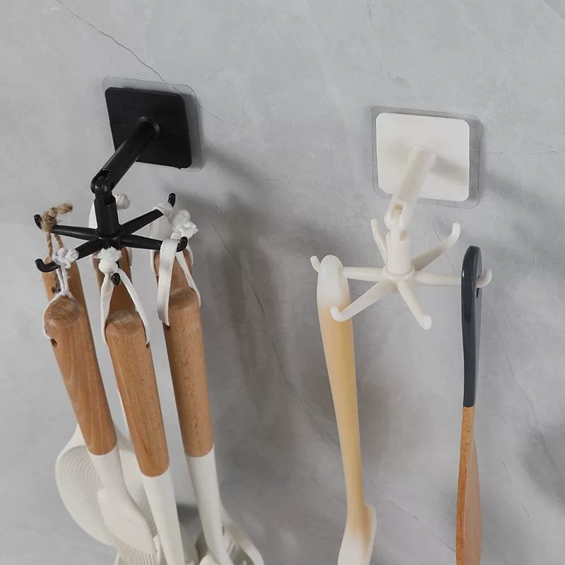 360 -degree rotating linked kitchen pot shovel storage wall -mounted wall -free wall -free wall hanging rack strong sticky shelf