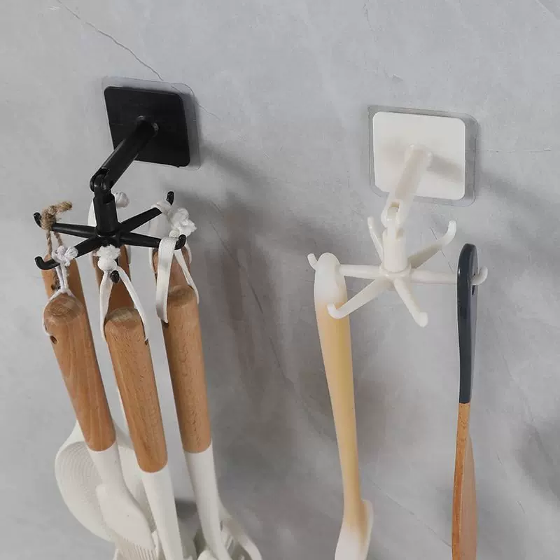 360 -degree rotating linked kitchen pot shovel storage wall -mounted wall -free wall -free wall hanging rack strong sticky shelf