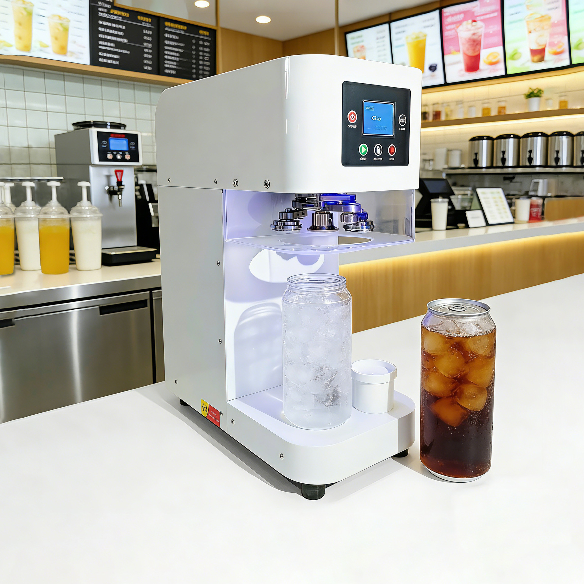 Máquina de sellado no rotativa automática, máquina de sellado de latas de bebidas, máquina de sellado de latas de té, equipo completo de máquina de tapado de latas image 6