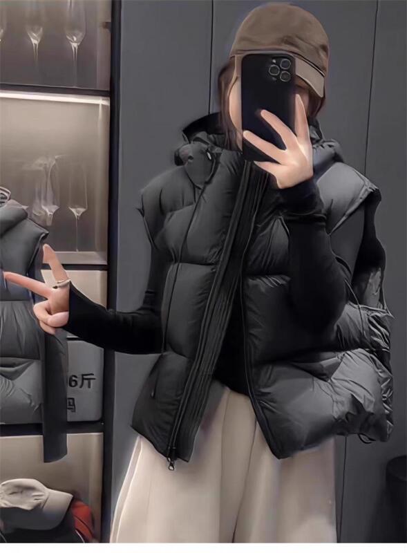 欧美跨境羽绒马甲女2025宽松泡芙马夹气质休闲百搭白鸭绒坎肩背心|undefined