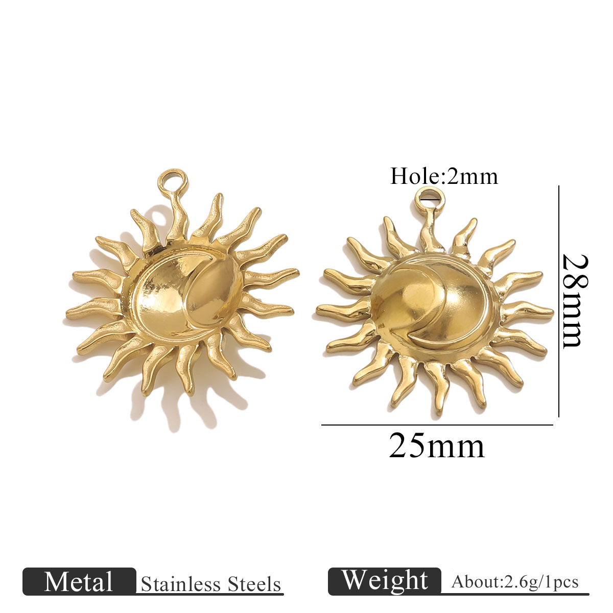 Retro europeo y americano de acero inoxidable sonriente cara Sol Luna colgante titanio acero DIY colgante collar accesorios hechos a mano