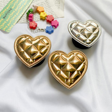 爱心电镀格子手机金属气囊支架可折叠随身网红自拍指环扣简约纯色