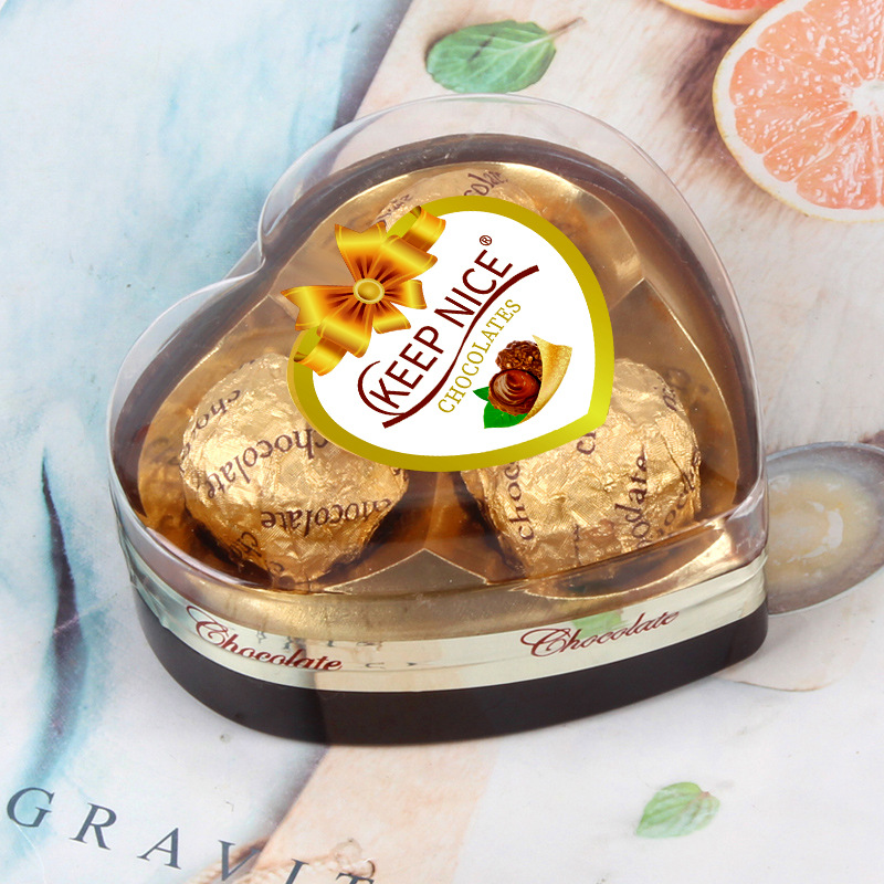 Dian Fun Three Heart-shaped Chocolate Candy Gift Box Valentine's Day Gift for Girls Super Leisure Snacks Wholesale