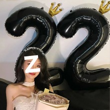 生日数字气球成人女生派对场景布置装饰氛围感拍照道具铝膜跨境