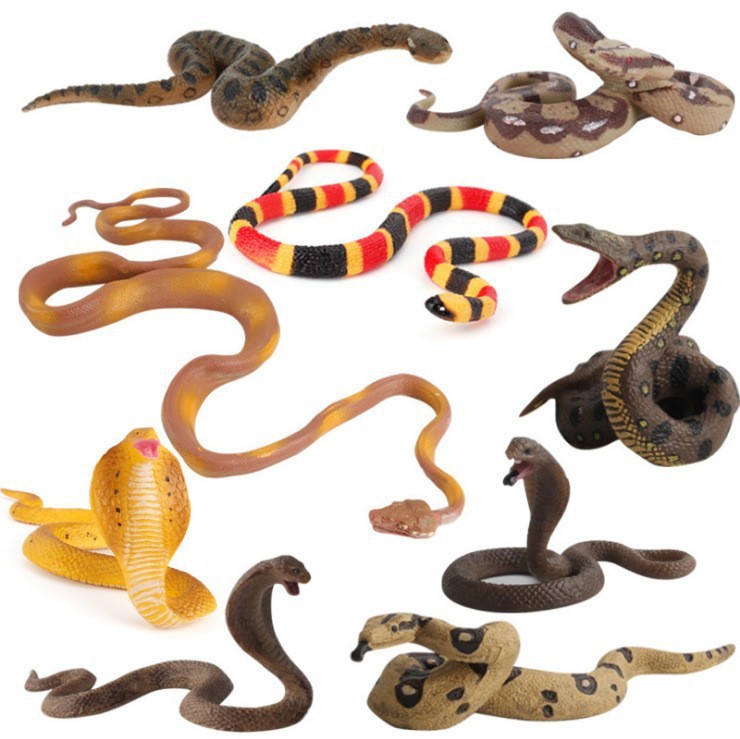 Venta caliente transfronteriza de simulación infantil bosque animal modelo juguete sólido Cobra Python adornos creativos