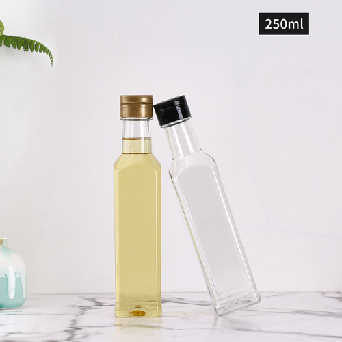 250ml square plastic oil bottle liquid condiment packaging cooking wine soy sauce vinegar plastic pot 500ml plastic bottle