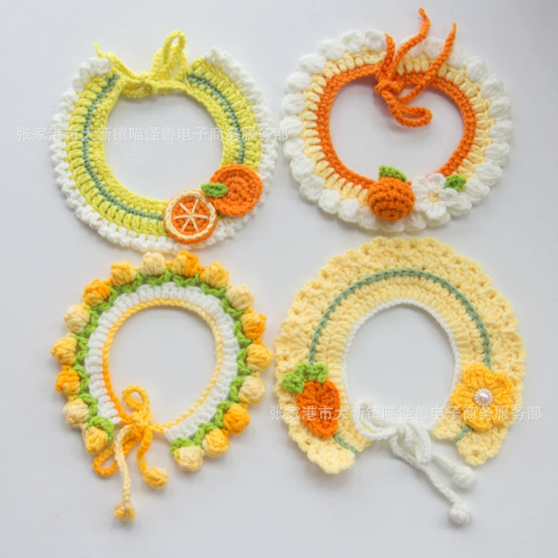 Домашние животные ручной шерстяной шейный воротник плетеный шарф рот нагрудник кошачий крючок шеи декоративный аксессуар маленькая собака