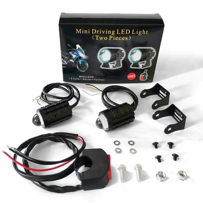 Motorcycle headlights, headlights Gun Two-color Motorcycle LED Spotlight - 8-80v-single-white-light-always-on-one-pair-with-switch