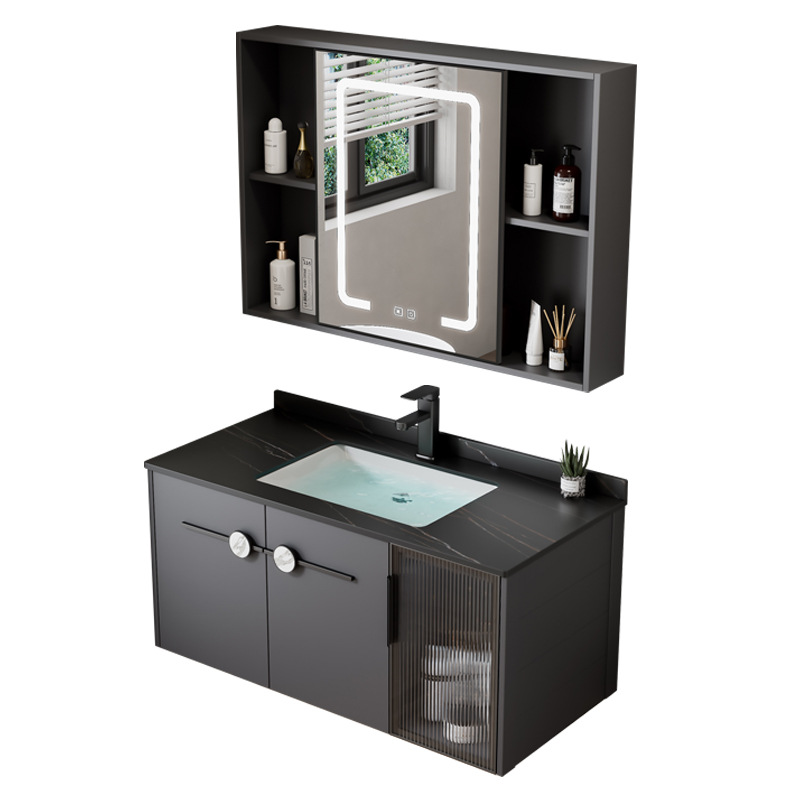 Espacio transfronterizo gabinete de baño de aluminio combinado baño hotel lavabo cerámica lavabo gabinete lavabo lavabo