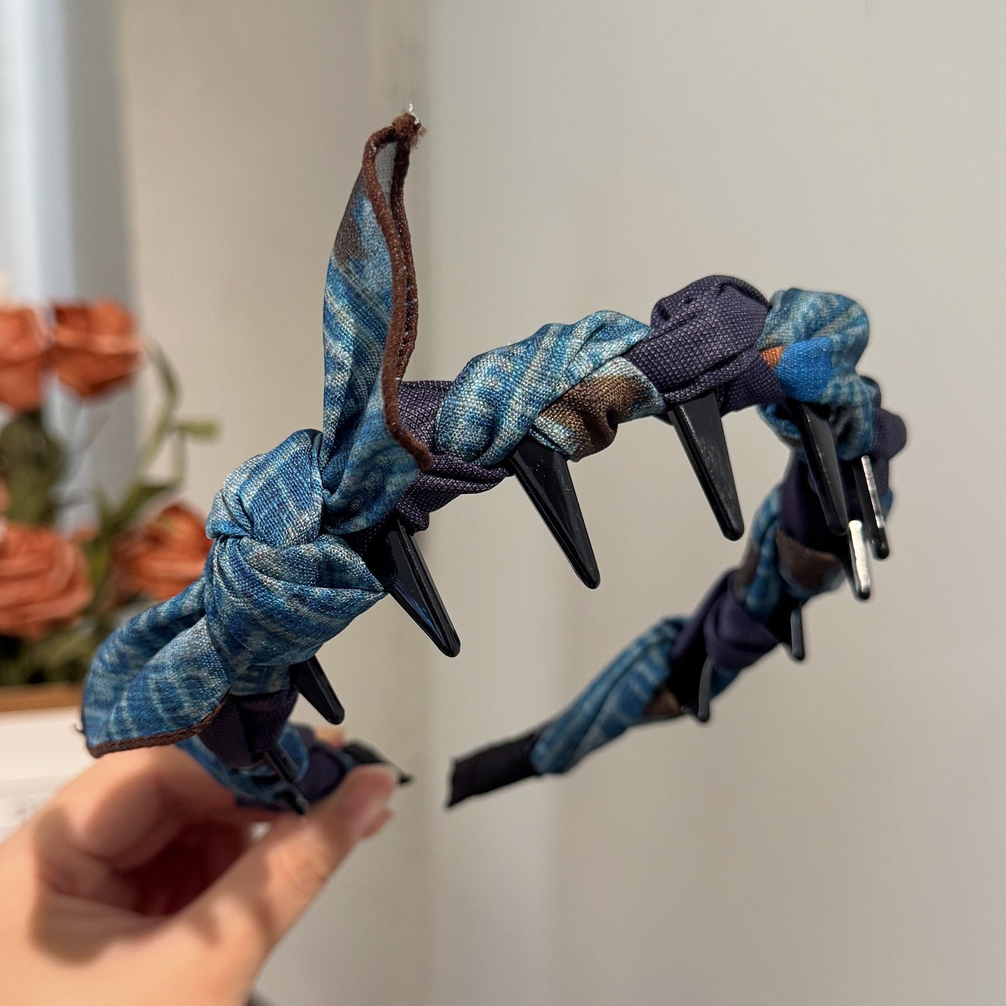 Water lake blue bow headband