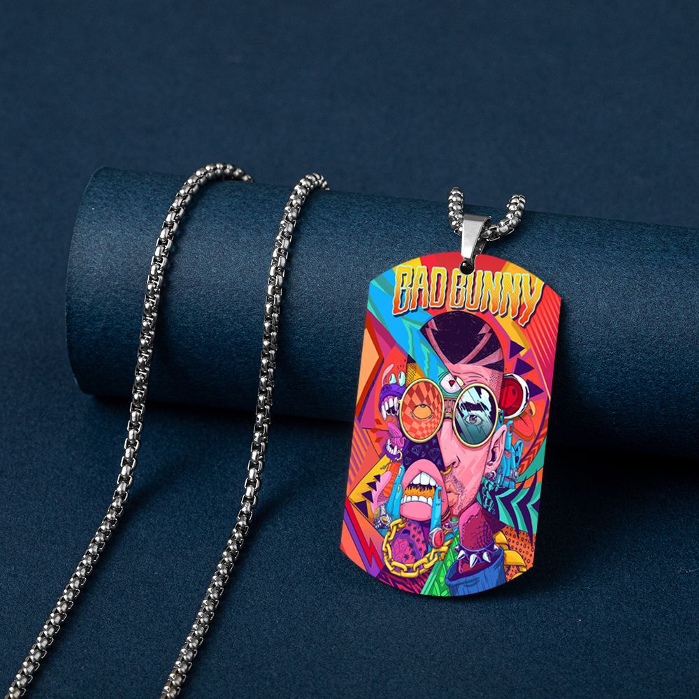 Fashion Cartoon Letter Heart Shape Titanium Steel Printing Womenu0027S Keychain Necklace