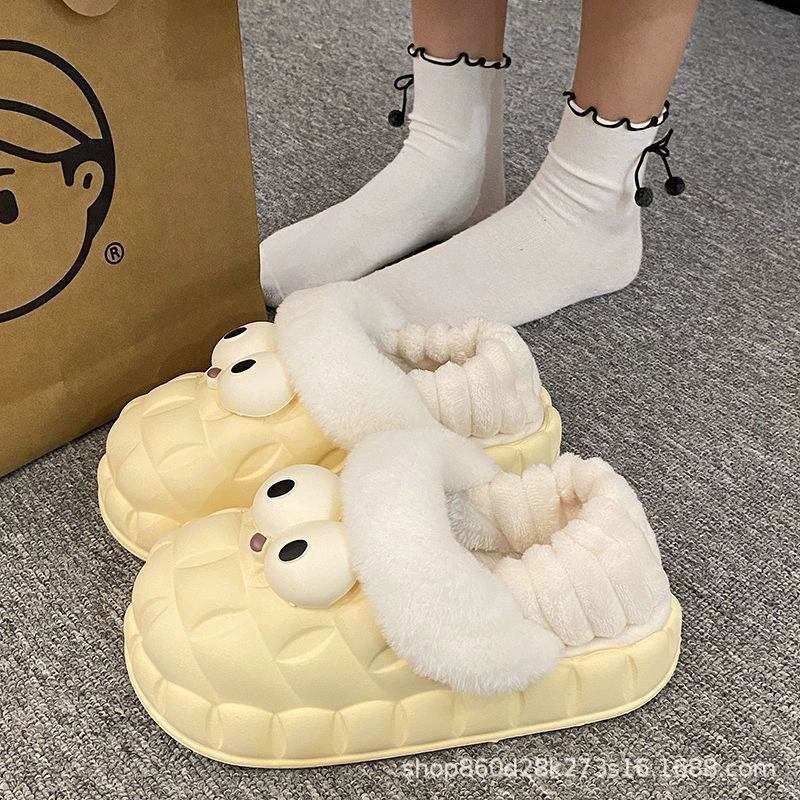 Съемные хлопчатобумажные тапочки женский зимний водонепроницаемый дом с толстым дном плюс бархатный мешок и милые теплые туфли для студенческого общежития