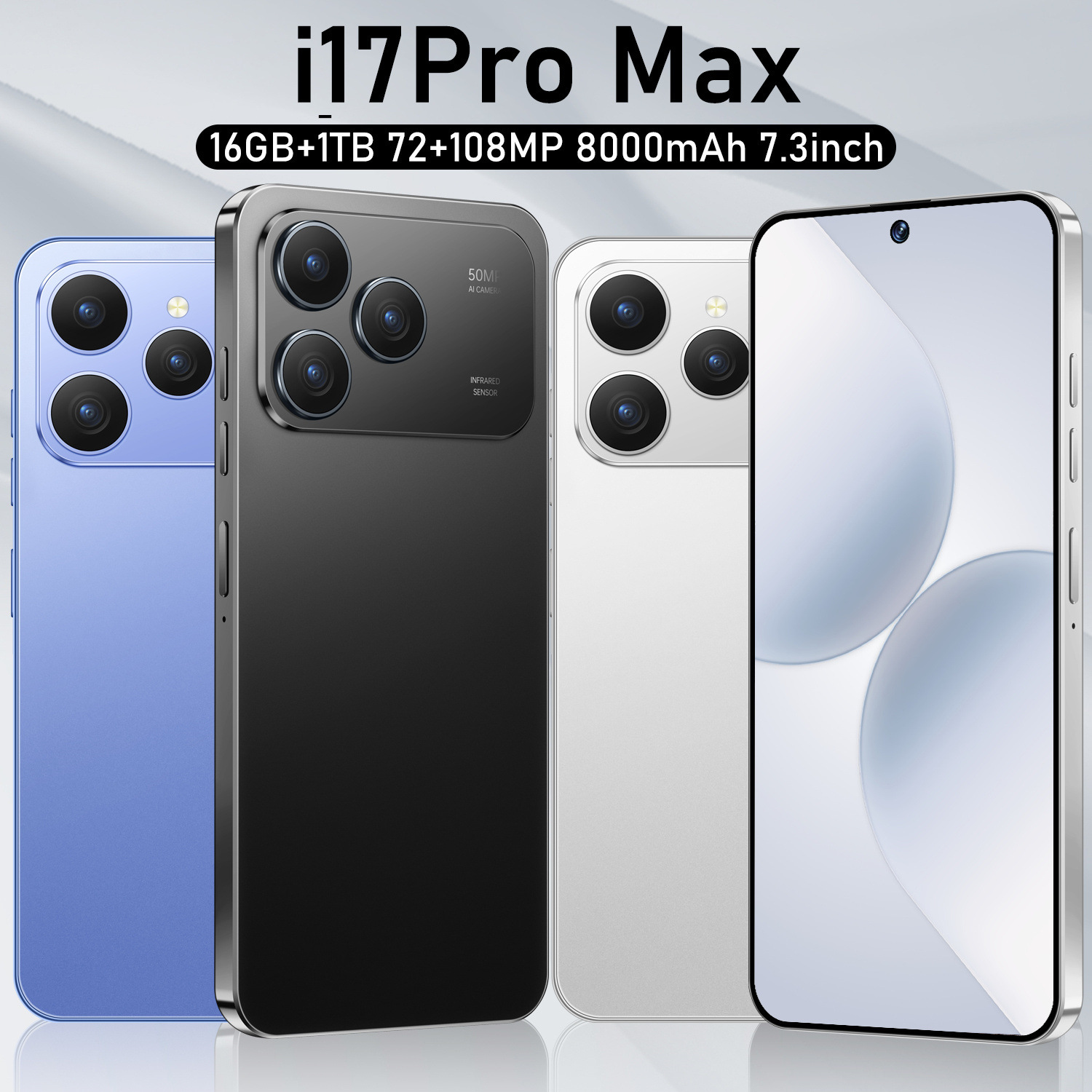 Nuevo I17 Pro Max transfronterizo bajo precio spot 16 + 1TB todo en uno pantalla grande venta caliente teléfono inteligente de comercio exterior