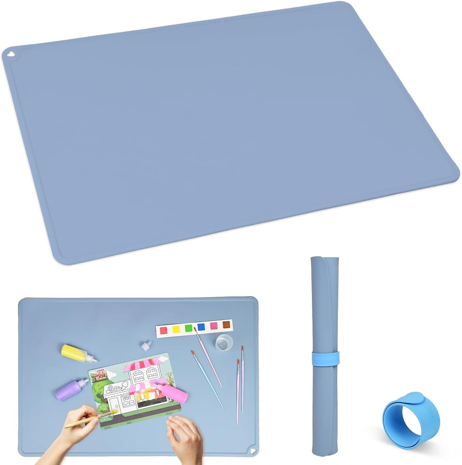 어린이 플레이스 두꺼운 고온 저항성 쉬운 세척 가능한 식품 학년 실리콘 베이비 다이닝 식기 어린이 서양 식품 절연 패드