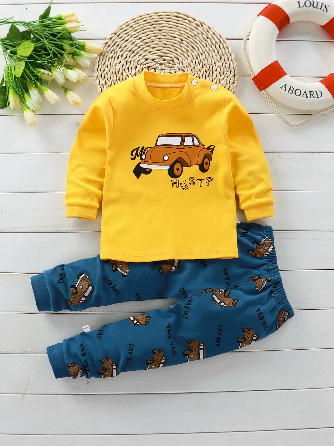 Conjunto de Pijama Infantil de Algodón Absorbente de Humedad para Niños
