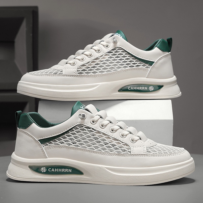 Zapatillas de deporte zapatos de hombre de primavera y verano 2025 nuevo estilo malla transpirable zapatos blancos estudiantes adolescentes zapatos casuales de moda hombres