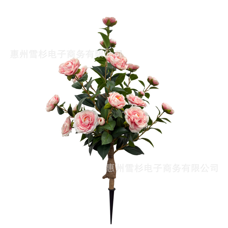 雪杉圣诞亚马逊热销仿真绿植山茶花地插树小型盆栽室内室外摆件|undefined